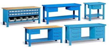 banchi da lavoro per officina con piano acciaio o legno