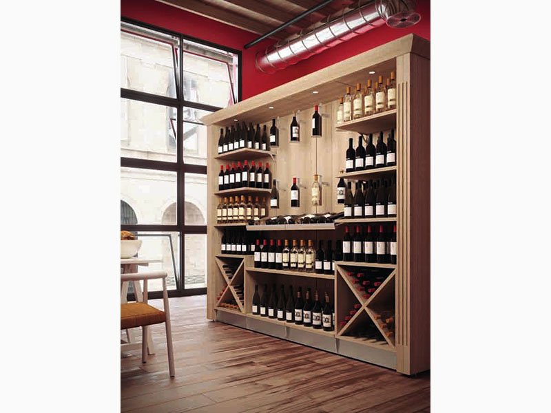 Arredo negozio enoteca con mobile porta bottiglie vino stile classico