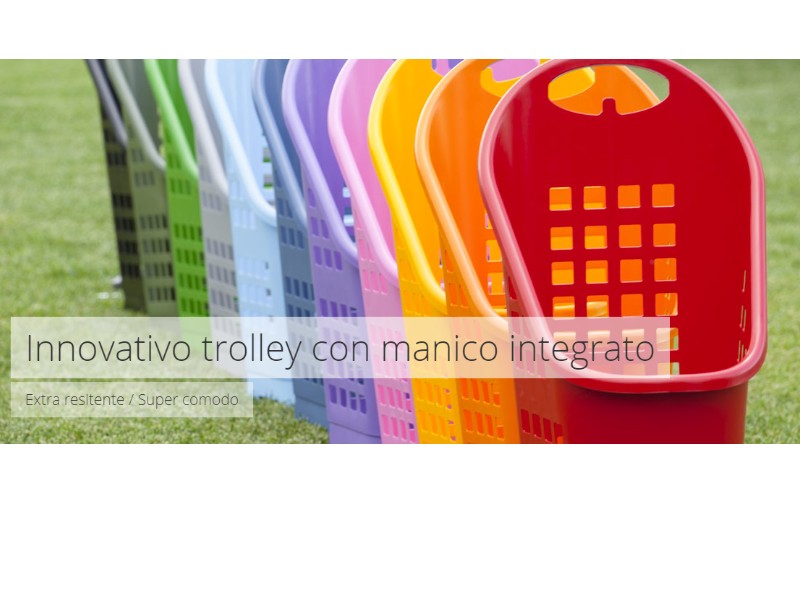 Carrelli spesa per grandi catene distributive impilabili con manico integrato trolley