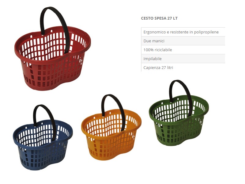 Cestini spesa e cestelli a mano per negozi GDO supermercati