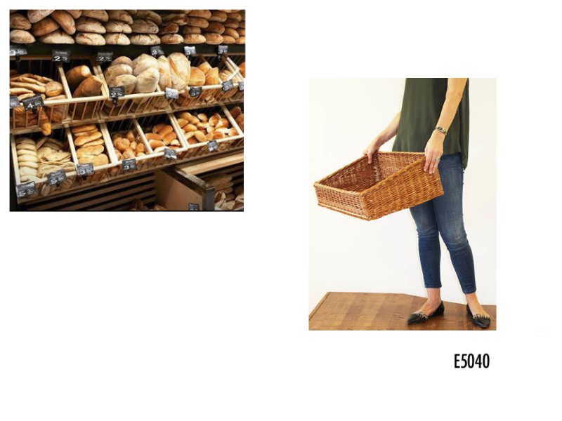 Cesta in vimini uso alimentare dim 500×400 mm H 250/150 mm inclinata